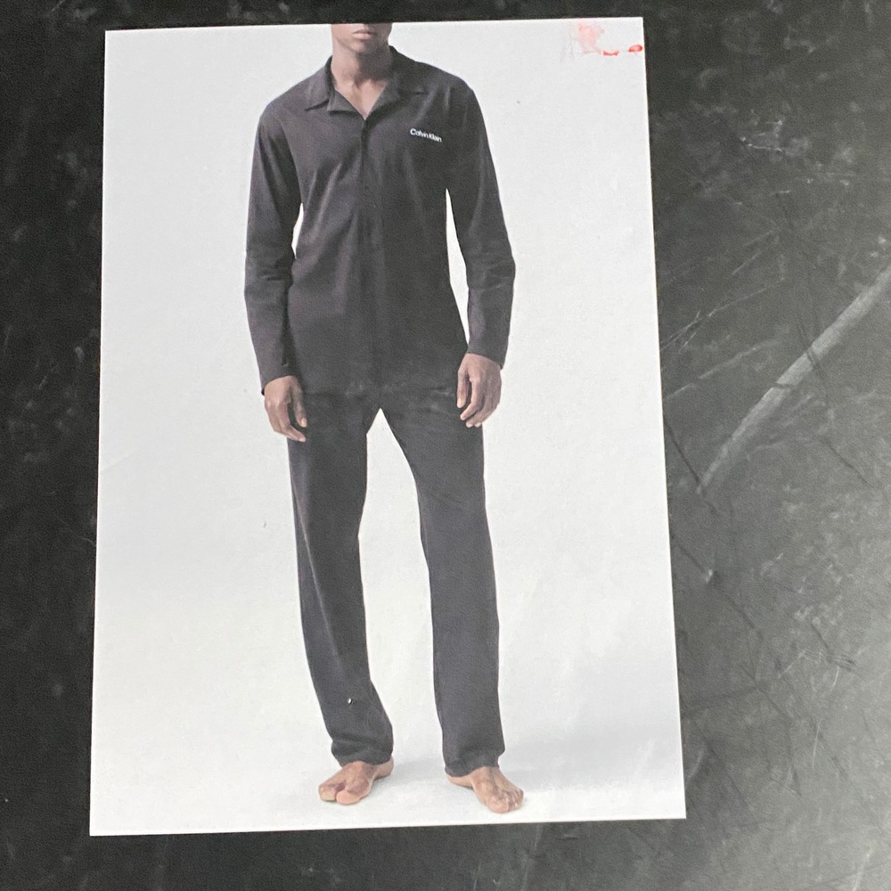 Calvin Klein Men Sleepwear Set Navy Button Down Top & Matching Pajamas L NWT